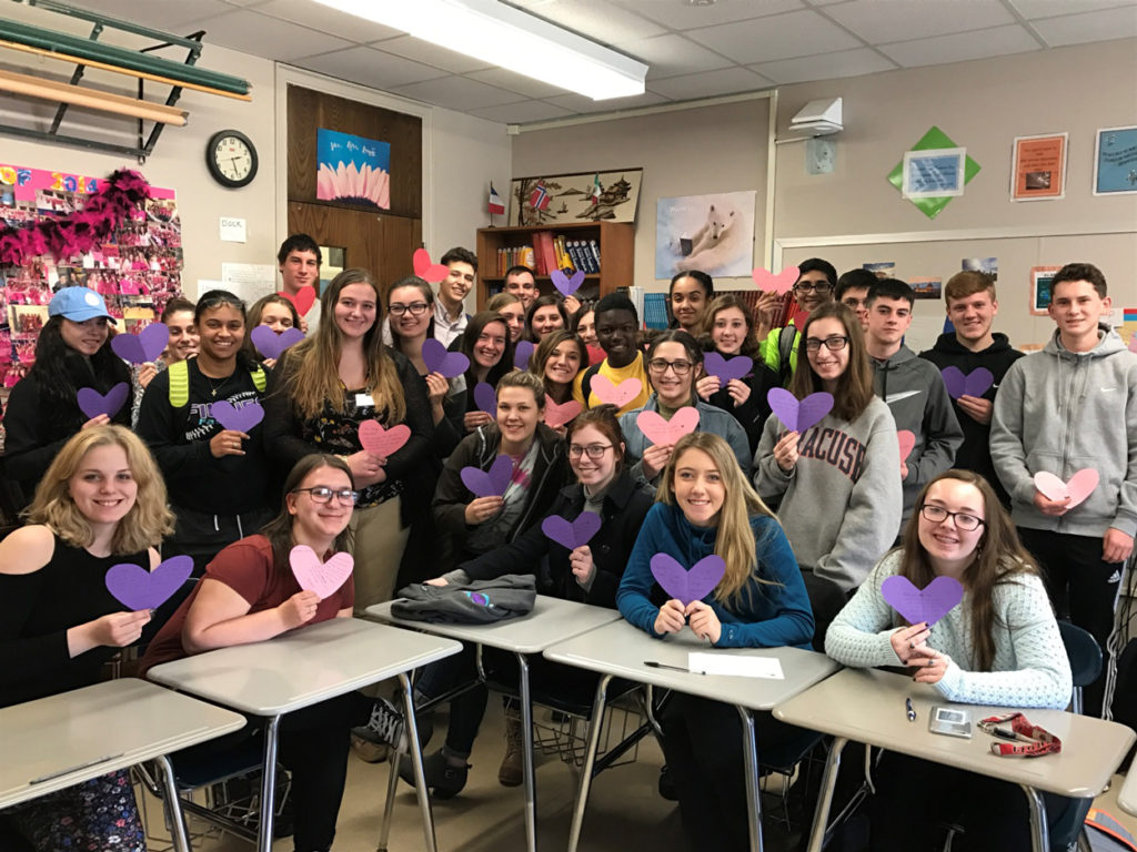 National Honor Society Students with hearts