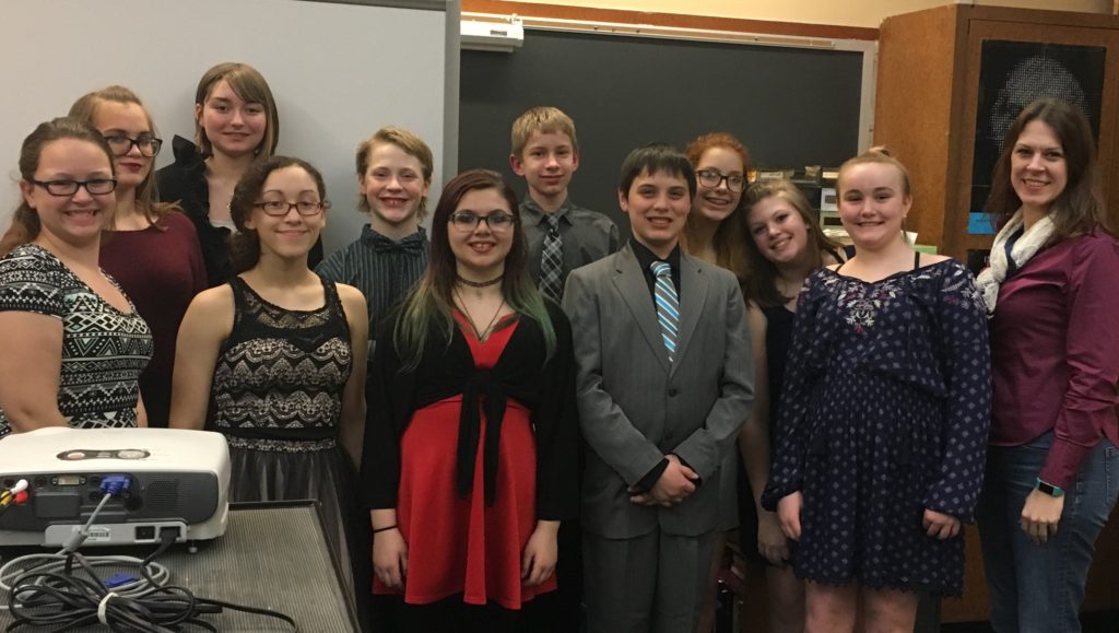 Catskill All-county chorus students with chroal teacher Michelle Storrs