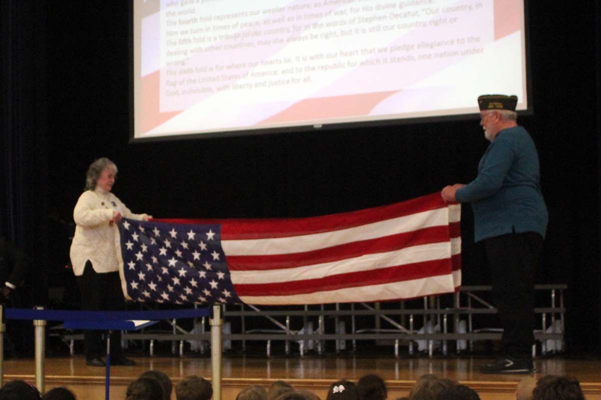 flag folding ceremony at CES