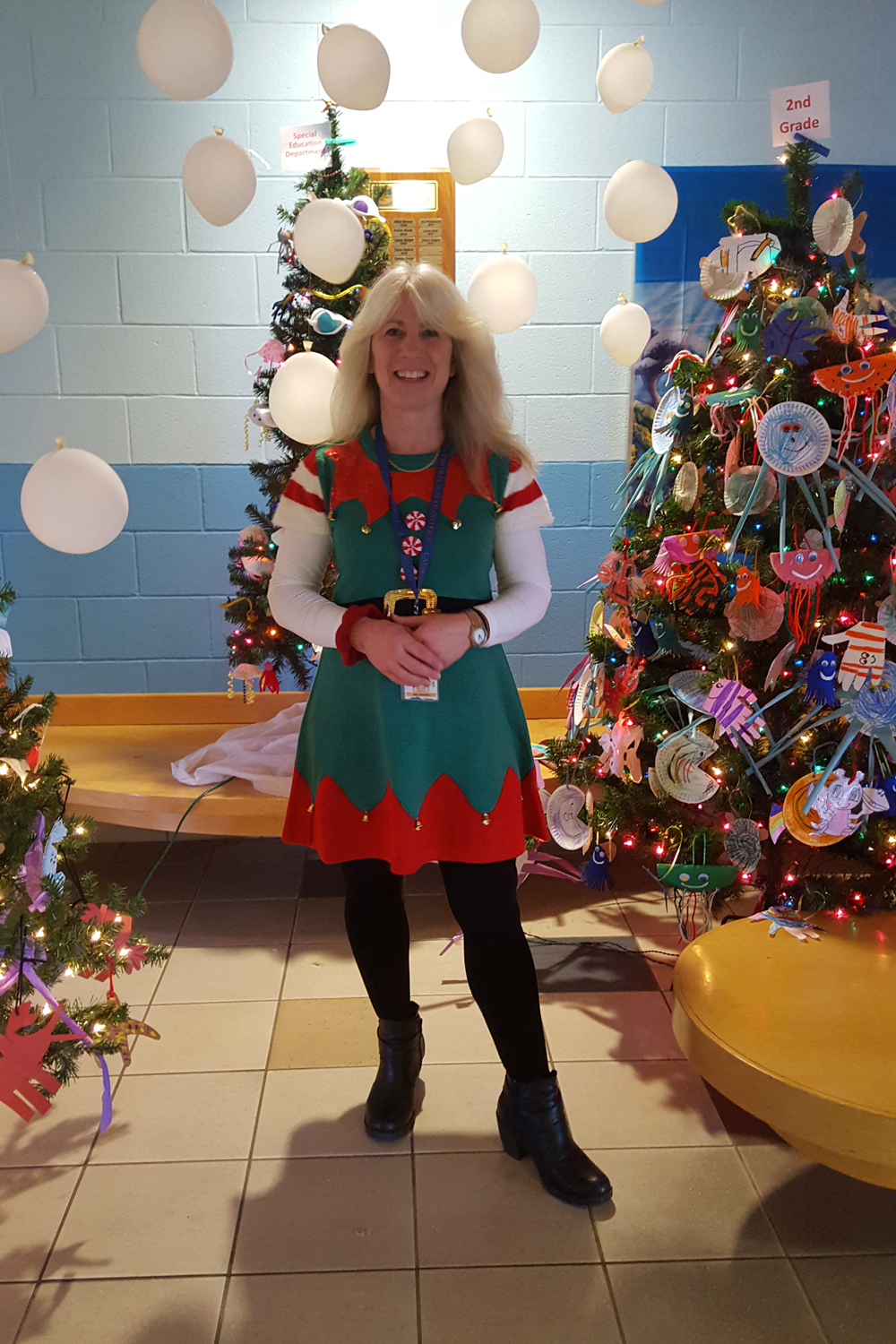 teacher in elf costume