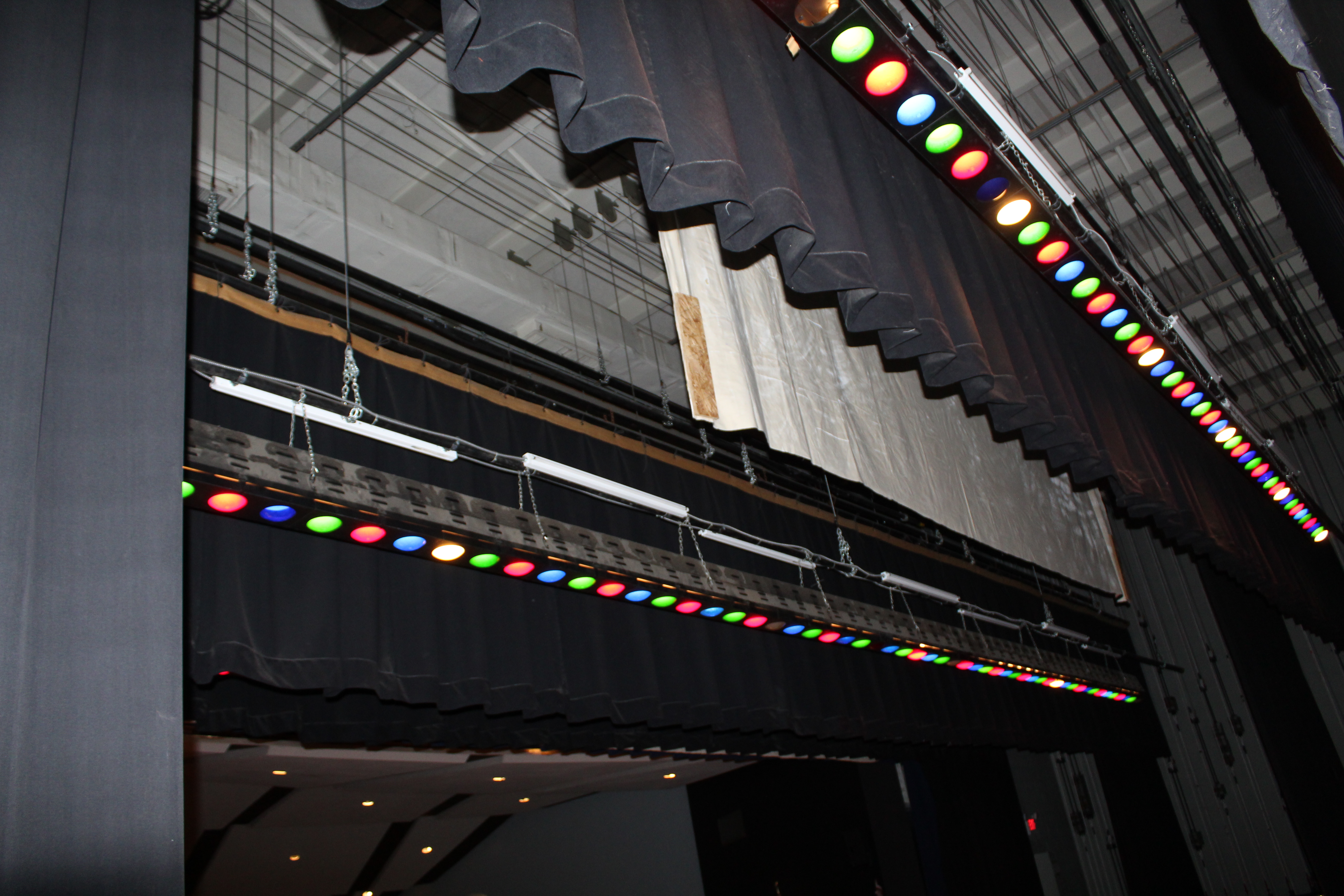 stage curtains and lighting