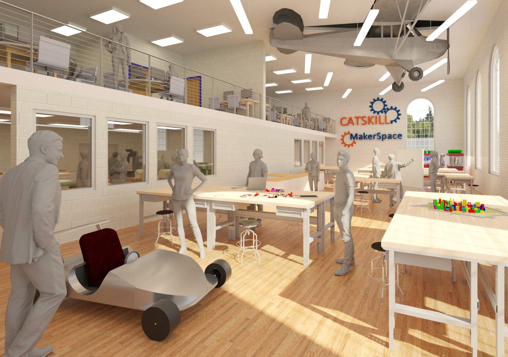 Conceptual image of Old Middle School Gym Renovated into STEM Lab
