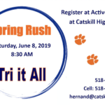 flyer that says Spring Rush Saturday, June 8, 2019 8:30 am Tri it All