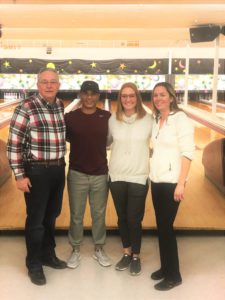 Varsity bowling coach Lenny Reyngoudt and PE staff Brian Smith, Brooke Conklin, and Cait Davis