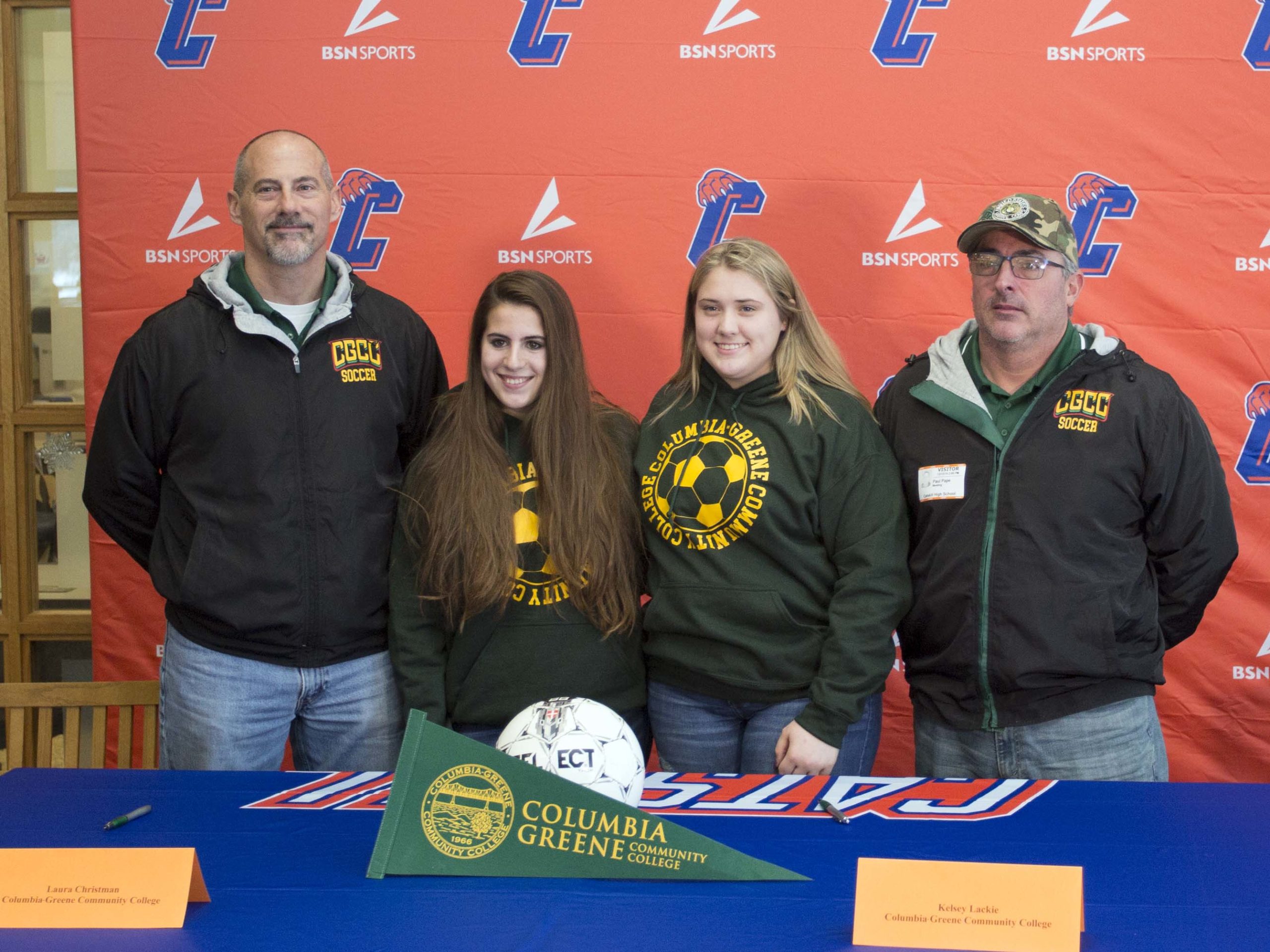 Laura Christman and Kelsey Lackie with C-GCC coaches