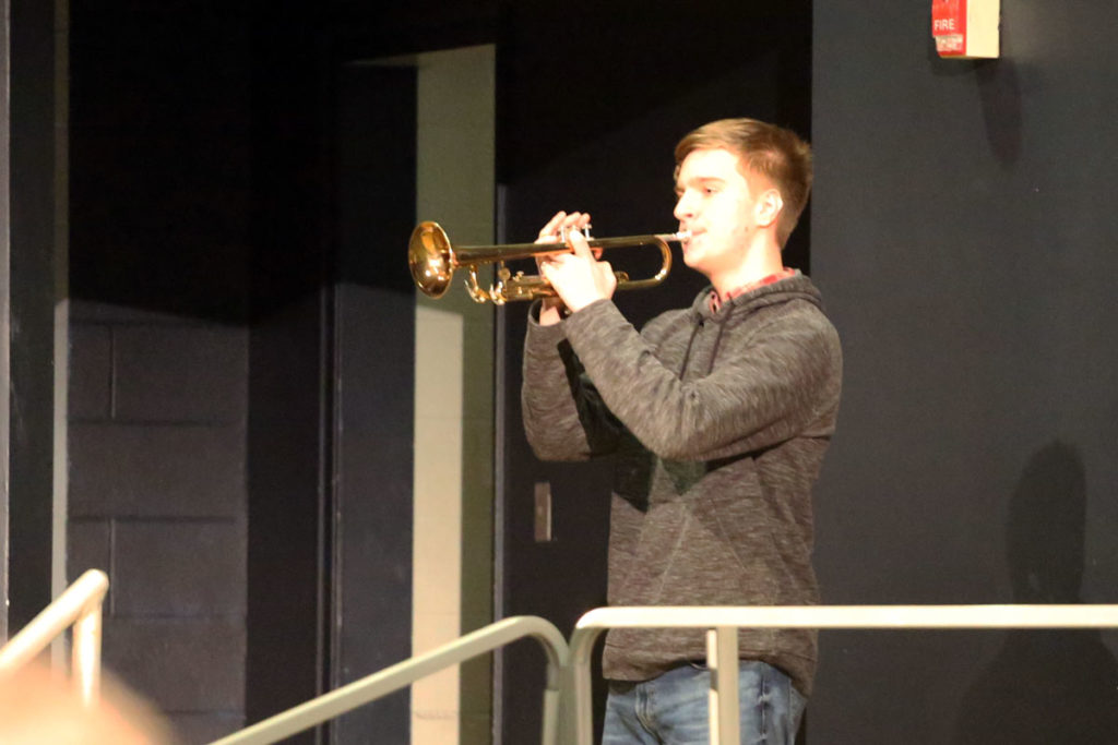 student playing trumpet