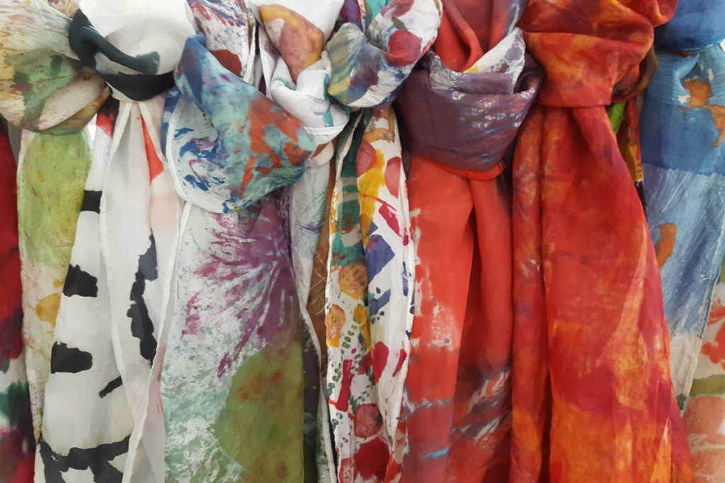 multi-colored scarves