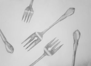 pencil drawing of forks