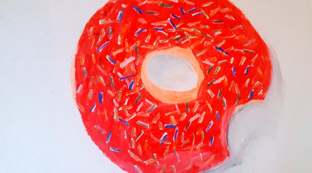 drawing of frosted donut with sprinkles