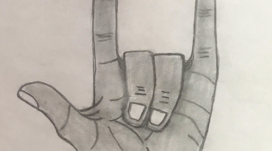 drawing of hand making sign
