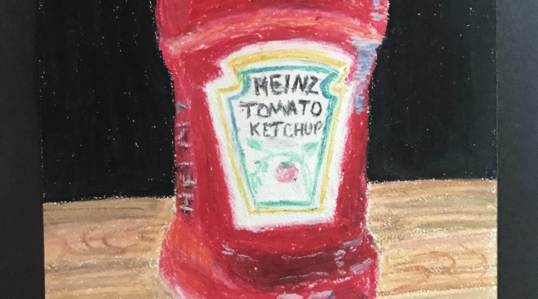 drawing of ketchup bottle