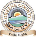 Green County, NY Public Health Seal showing sun setting behind mountain