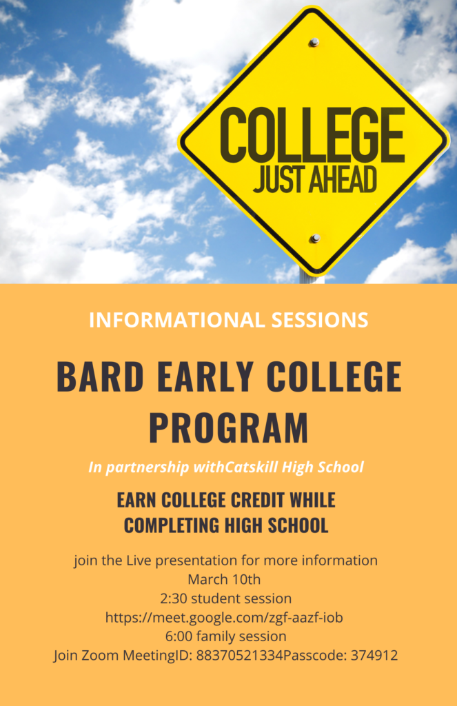 Bard Early College Info Sessions Flyer