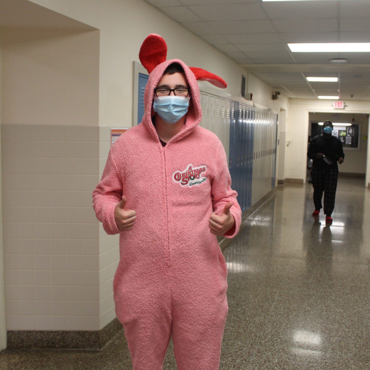 man wearing bunny suit