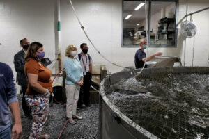 Staff visits aquaculture lab