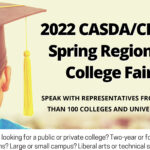 2022 Spring HVCC College Fair flyer featuring student in graduation cap