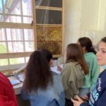 students looking at bee hive in classroom