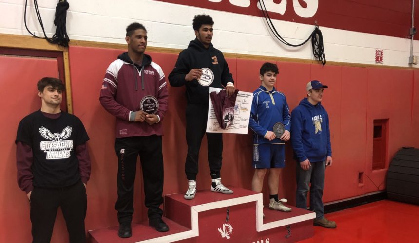Wrestlers on Podium