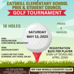 golf tournament flyer with golfball on tee