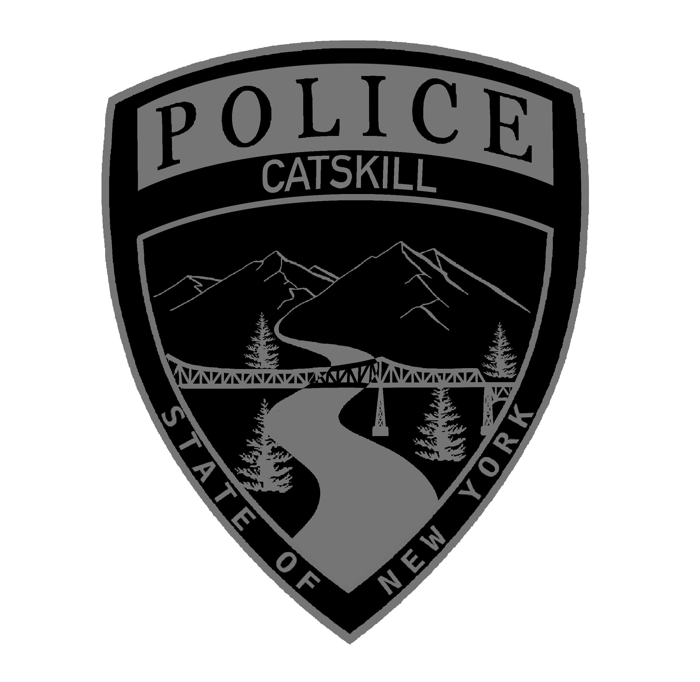 Catskill Police Patch showing river, bridge, and mountains