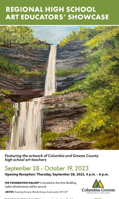 Art Shoe Flyer showing painting of waterfall