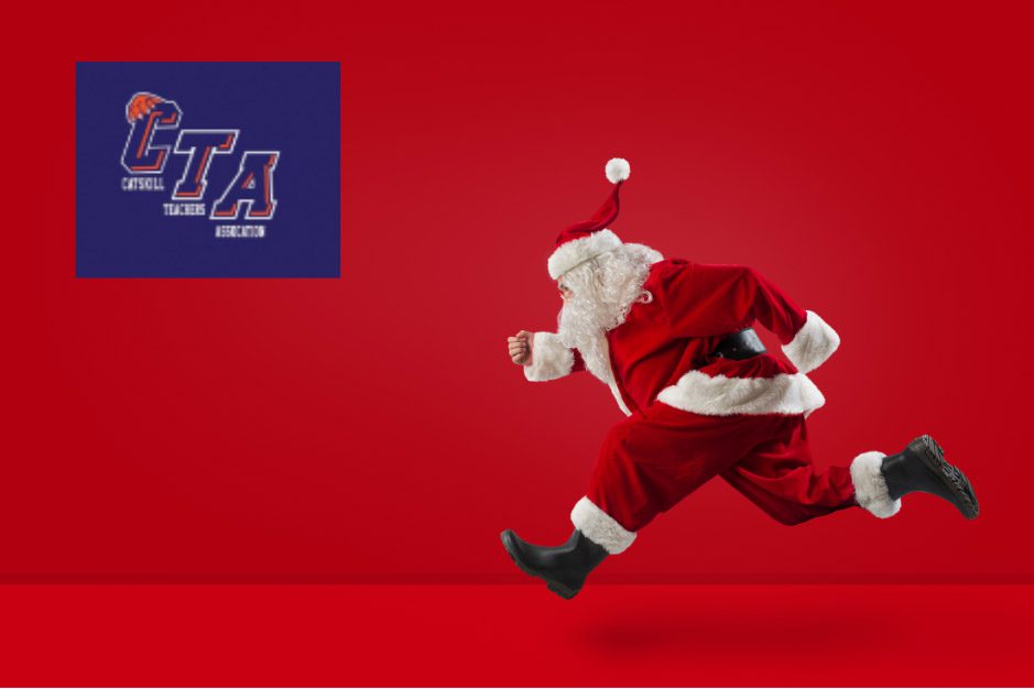 santa running and CTA logo