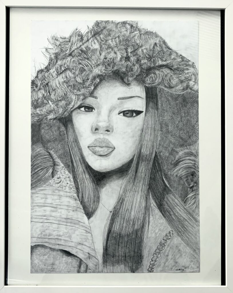 pencil drawing of young woman