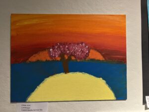 sunset and tree painting