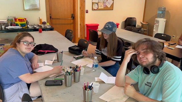 students sketching