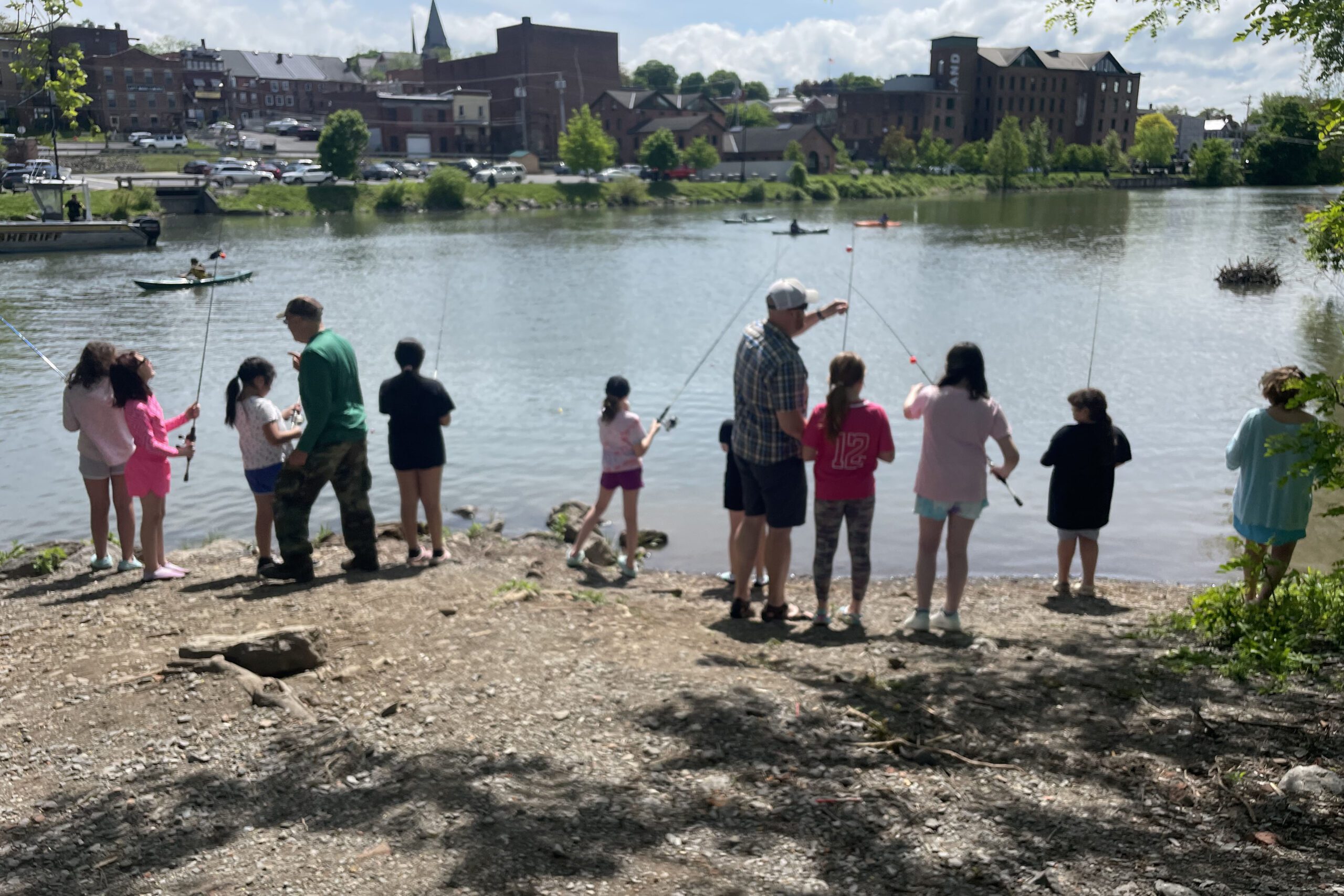students fishing