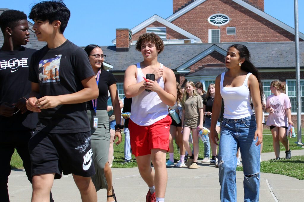 students exiting middle school