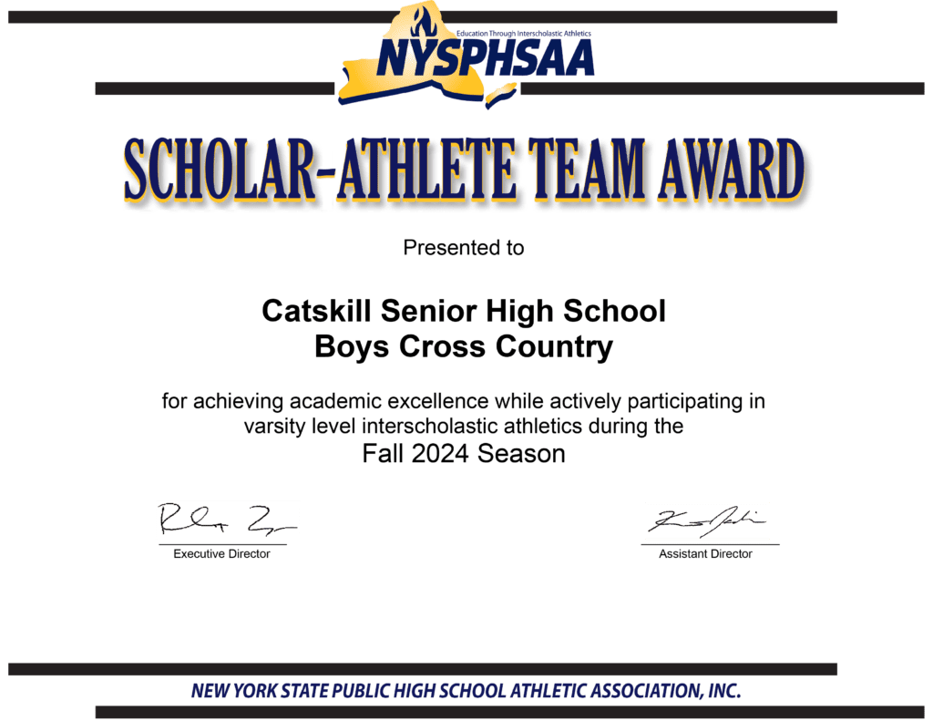 scholar athlete certificate for Boys Cross Country