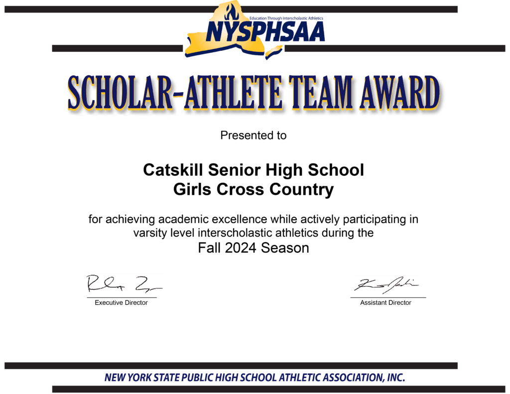 scholar athlete certificate for Girls Cross Country