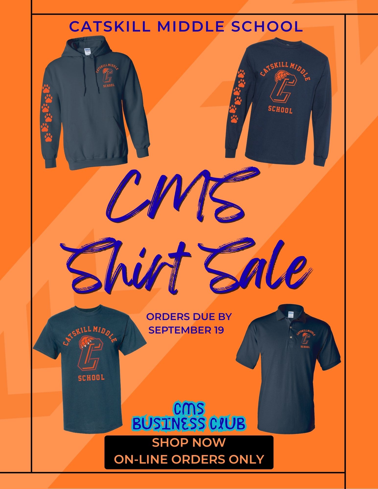 image of polo, t-shirt, crewneck sweatshirt, and hooded sweatshirts with Catskill logo