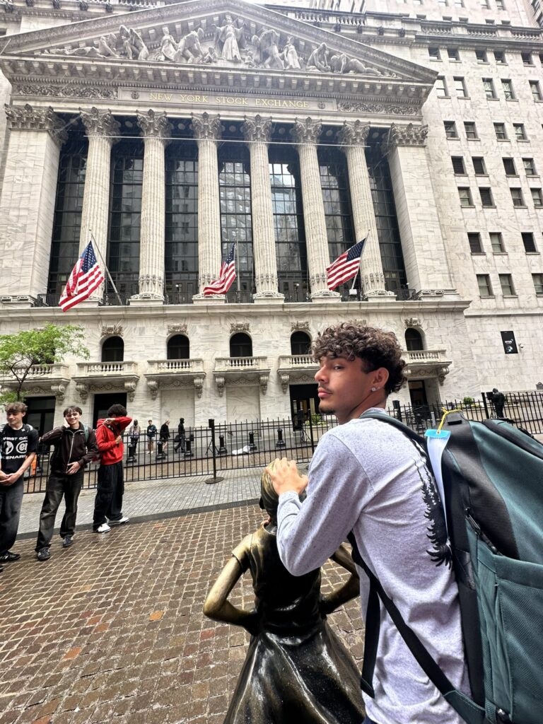 Aiden Checking Out the Fearless Girl and New York Stock Exchange