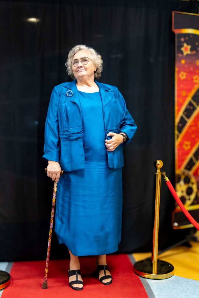woman wearing blue gown
