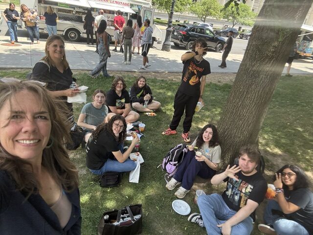 Art Club eating in city park